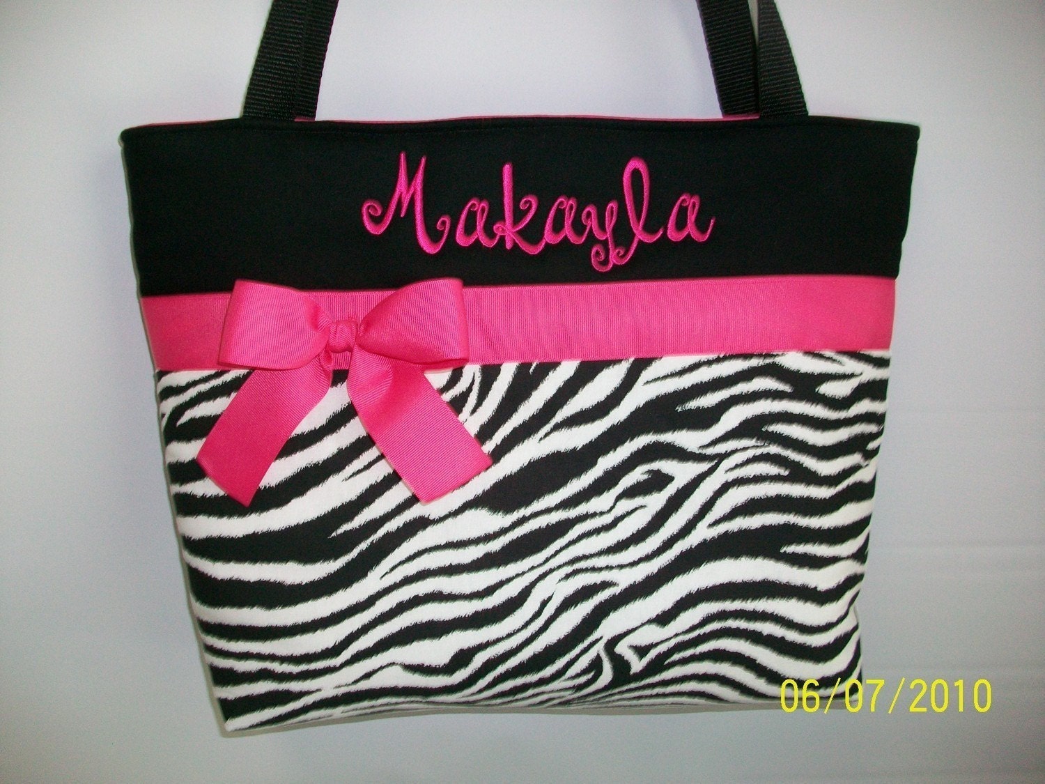 Hot Pink  Accents .. ZEBRA  Print Diaper  Bag ... Personalized FREE