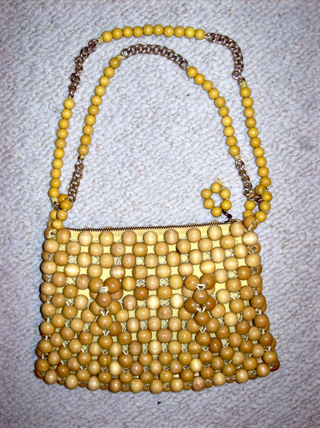 Vintage wood bead purse