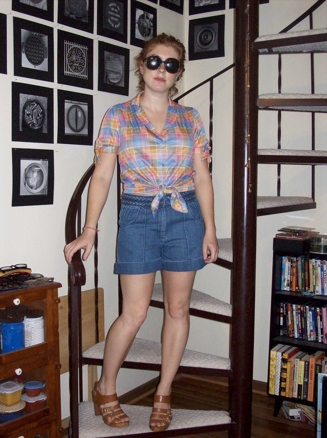 Vintage plaid blouse - medium