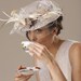 High Tea Bridal Hat, Birdcage Veil, Feather Birds Fascinator