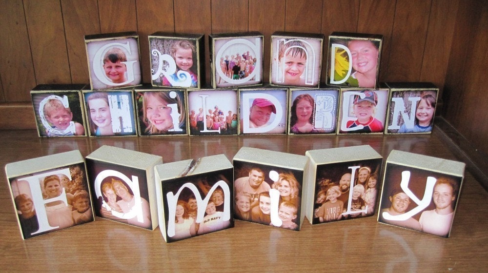 WEDDING GIFTS- Personalized Photo Blocks- set of 21 blocks