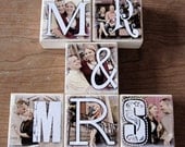 Personalized Photo Letter Blocks- for your wedding- MR. and MRS. reception decoration- set of 6