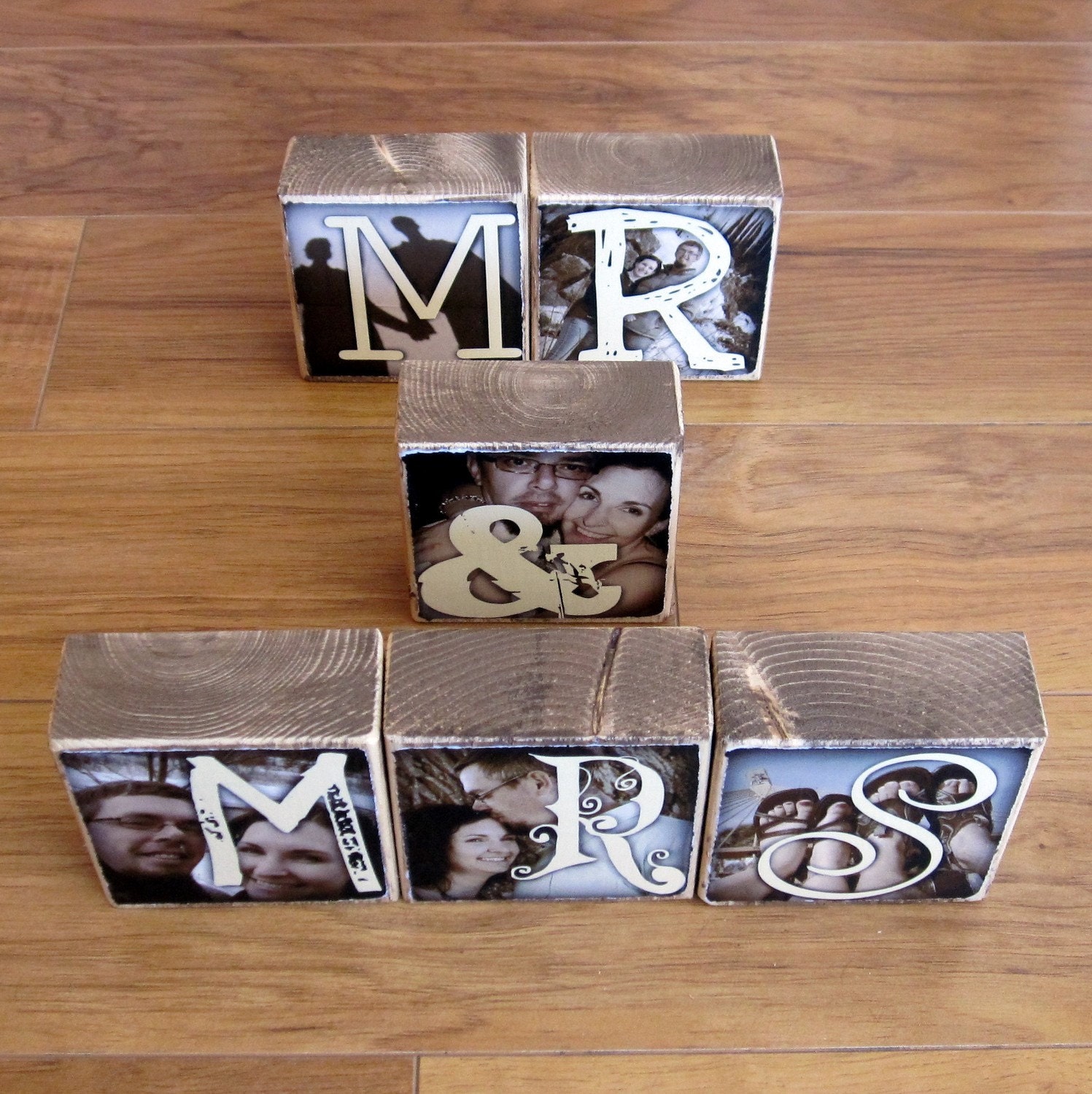 Personalized Photo Blocks- for your wedding- MR. and MRS. Letter Blocks for reception decoration- set of 6