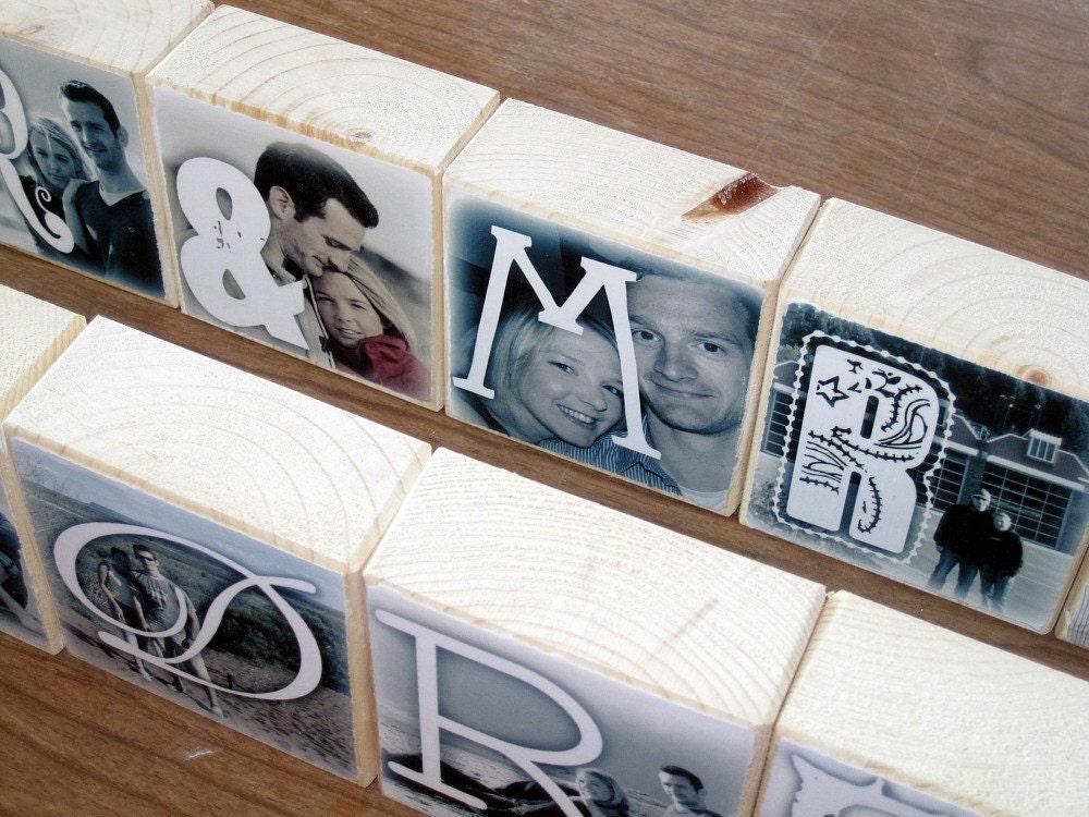 Personalized Photo Blocks- for your wedding- MR. and MRS. Letter Blocks for reception decoration- set of 6