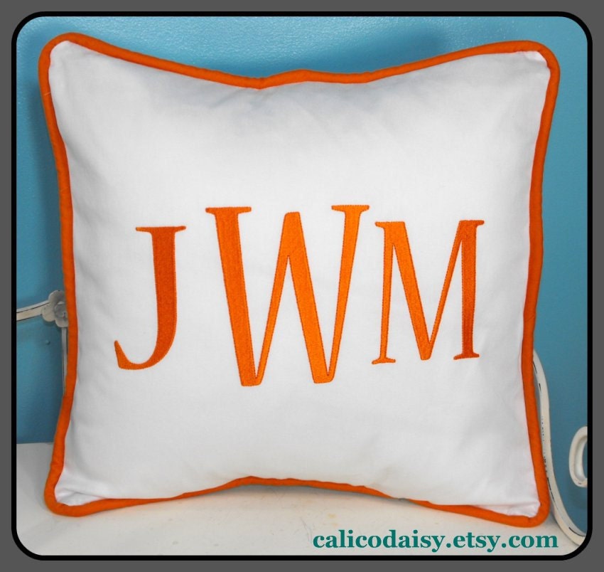 Large Font Monogrammed Pillow Cover - 16 x 16 square