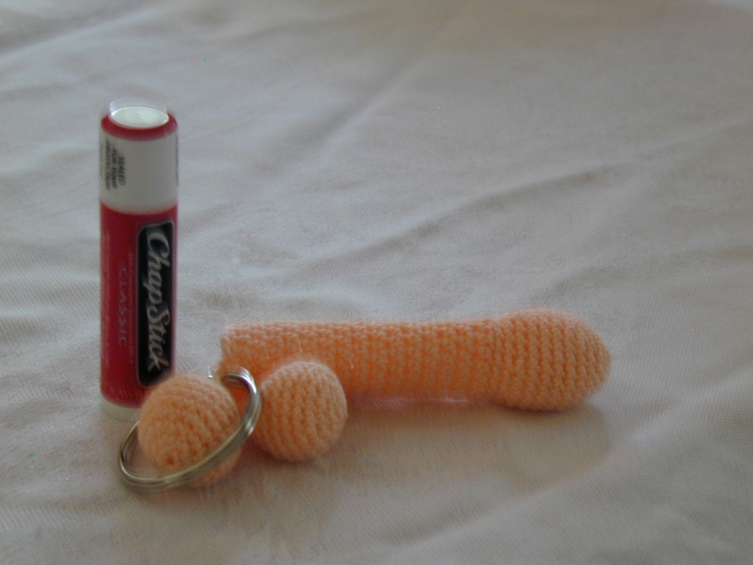 Penis chapstick holder keychain Pink