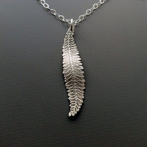 Fern Frond Necklace - Etched Silver Pendant