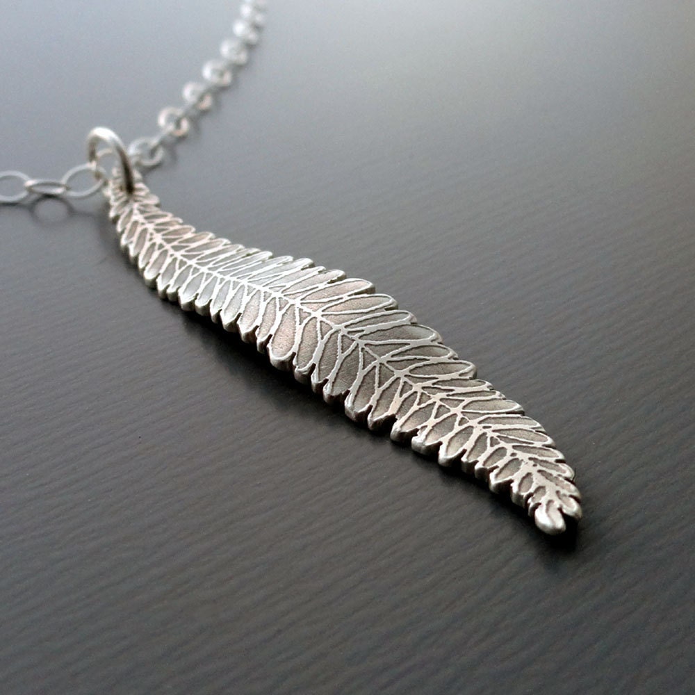 Fern Frond Necklace - Etched Silver Pendant