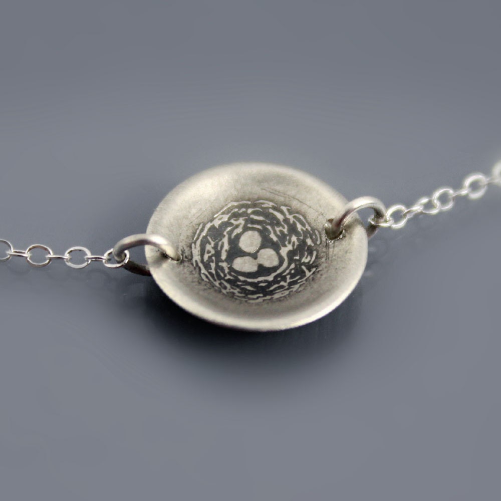 Tiny Sterling Silver Nest Necklace