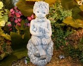 Pan Statue - OOAK Baby Satyr Faun Playing His Flute