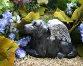 Dog Angel Memorial / Black Lab Concrete Statue Pet Marker