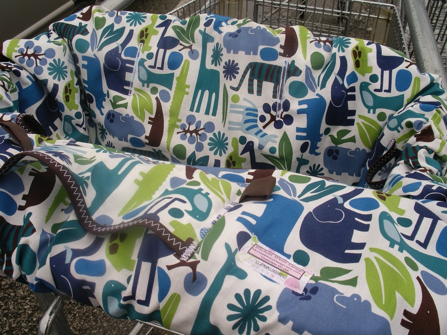 Shopping Cart cover  for boy or girl......2-D ZOO POOL Blue