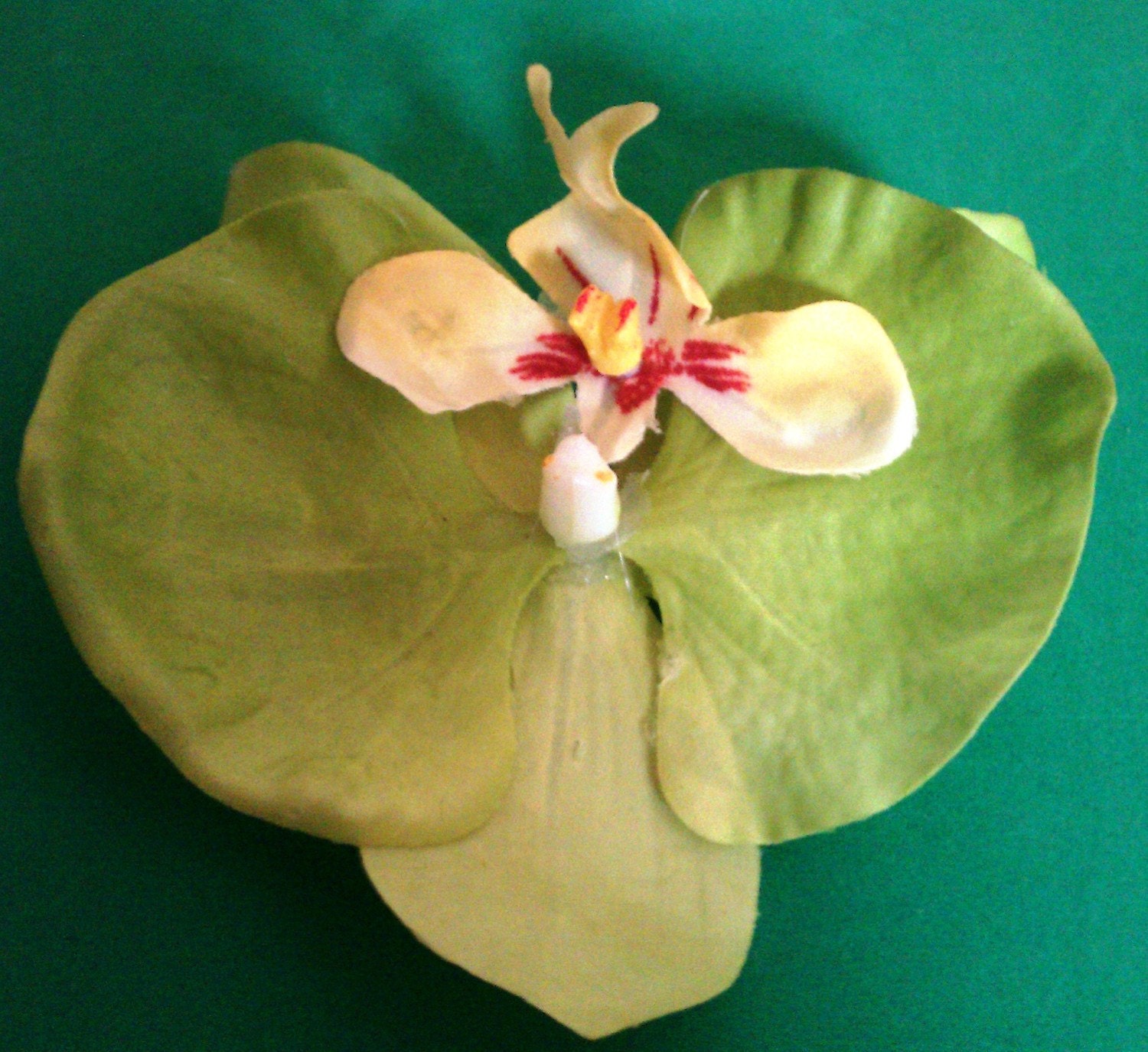 Bright Green Orchid barrette or bobby pin
