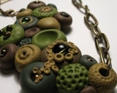 SALE Green, Asymmetrical Bib Necklace