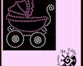 Maternity DIY Baby Carriage Rhinestone Iron On Transfer your choice of SPARKLY BLING colors