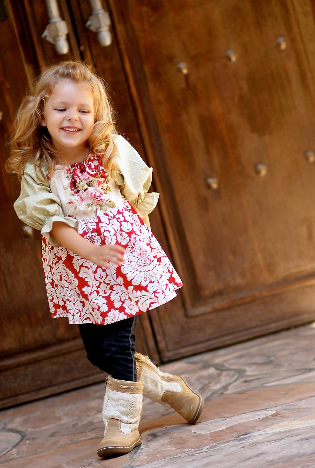 The Holiday 2011 Collection.... Shabby Chic Floral Custom Peasant Top  2-6 years