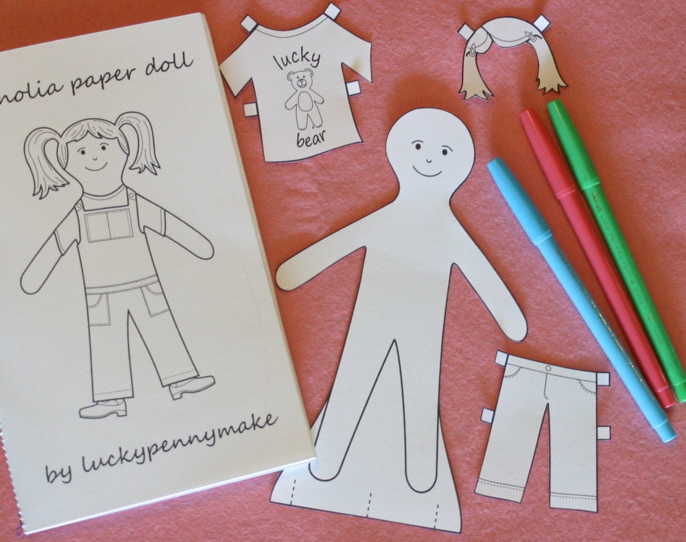 Magnolia Paper Doll Coloring Book Printable PDF Pattern - Instant Download