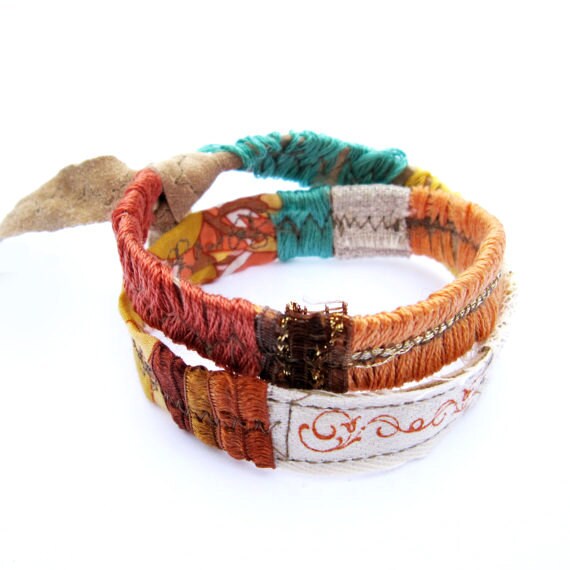 Leather Bracelet - Double Wrap - Desert Sunset Colors