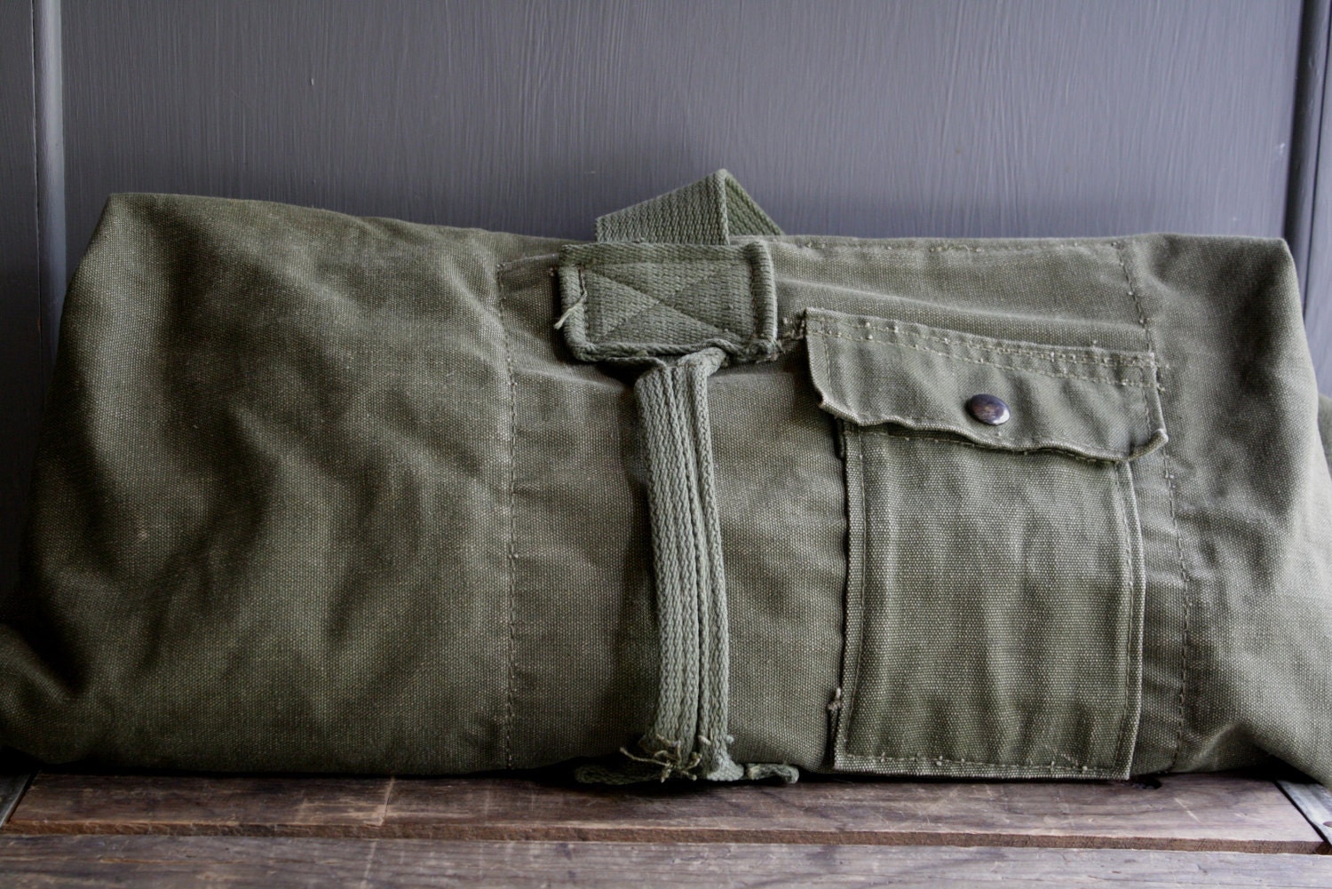 vintage military canvas duffel