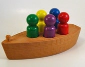 Wooden Toy Boat - With Wooden Toy Rainbow Peg People