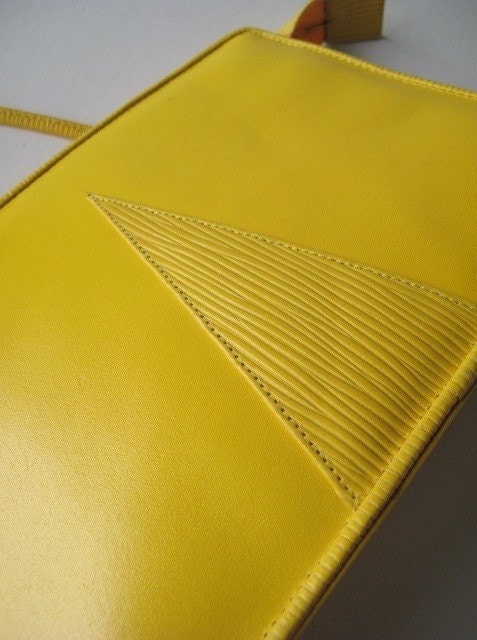 80s NEON YELLOW leather shoulder bag