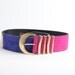 80s vintage leather belt / vintage colorblock leather belt / M-L