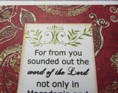 Scripture Handmade Card  1 Thessalonians 1  8  From You Sounded Out The Word of the Lord