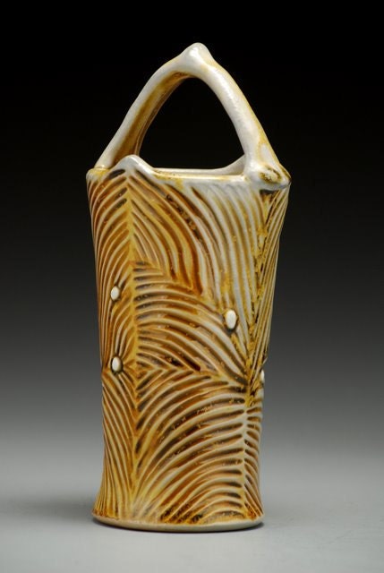 Amber Carved Flower Vase, hand carved, inspired by nature