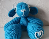 Turquoise Fawn Lamb Thingy Amigurumi Plush- Free International Shipping - Ready to Ship
