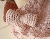 Pale Pink Kawaii Neckwarmer with Bow Brooch - Free International Shipping - Ready to Ship