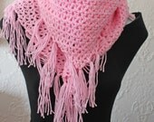 Baby Pink Fringed Shawl/Scarf - Free International Shipping - Ready to Ship