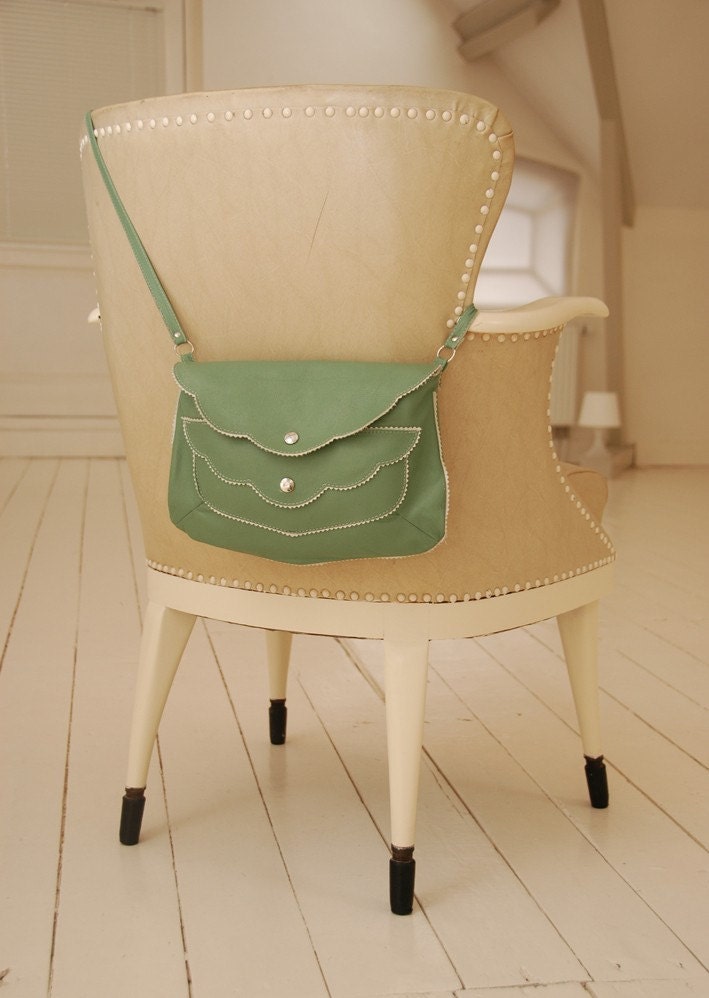 Johanna, soft olive green leather purse