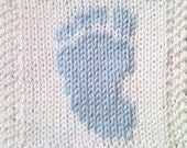 PDF Knitting Pattern - Baby footprint motif afghan / blanket square - instant download after purchase