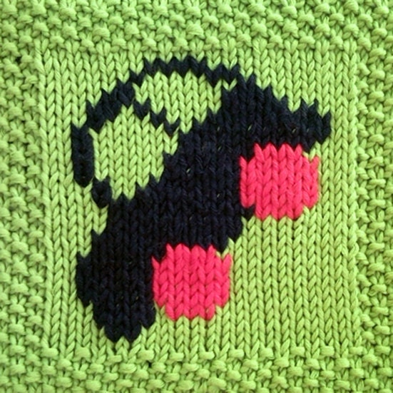 PDF Knitting Pattern Car motif afghan / blanket square - instant download after purchase