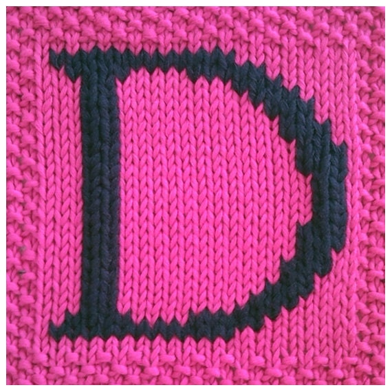 PDF Knitting pattern capital letter D afghan / blanket square - instant download after purchase