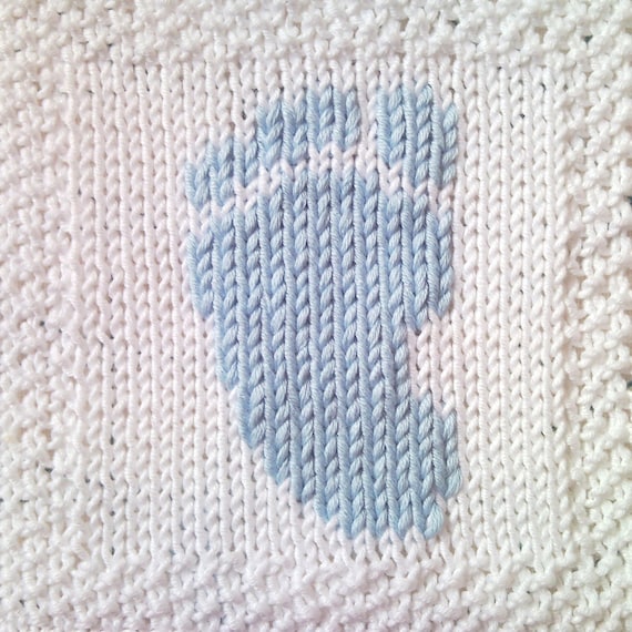 PDF Knitting Pattern Baby footprint motif afghan / by