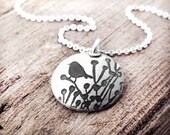 Little bird necklace - silver, handmade