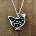 Chicken necklace in silver and concrete - Hen necklace - made to order