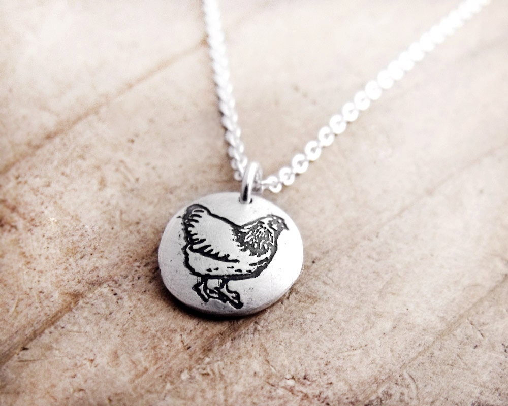 Chicken necklace -  silver hen jewelry - tiny pendant