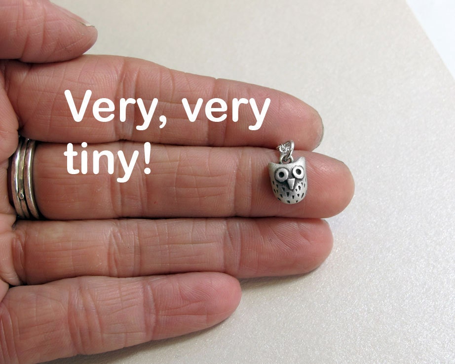 Very tiny owl necklace - silver owl jewelry small pendant eco friendly