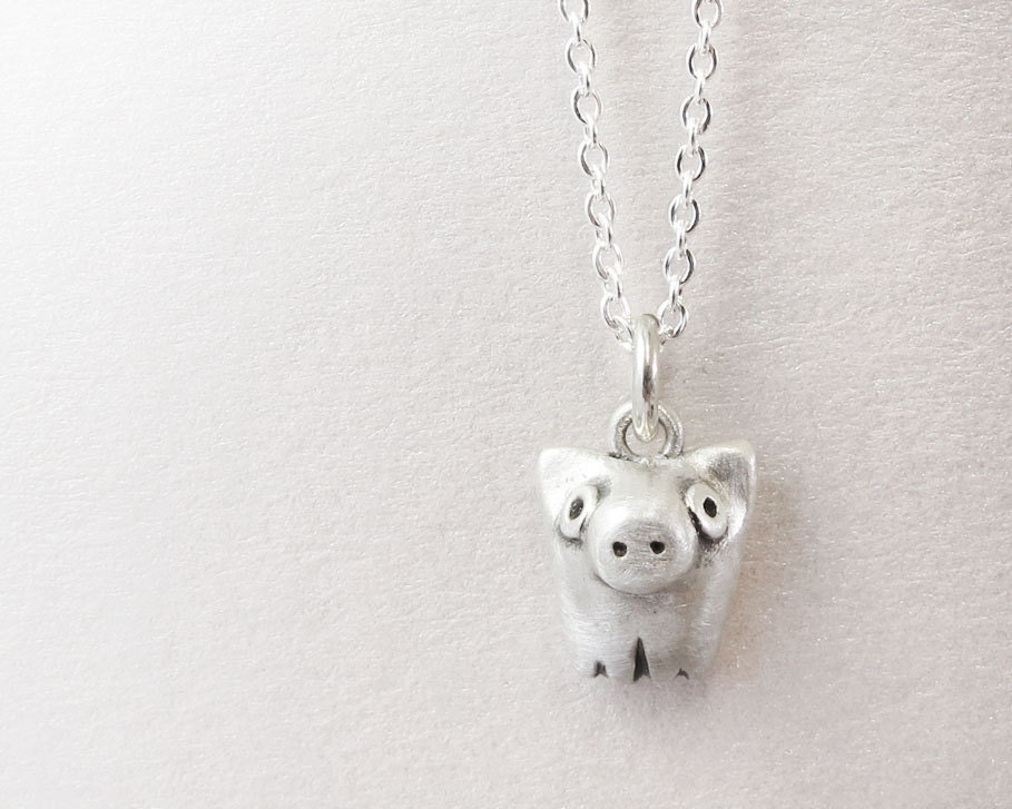 Very tiny pig necklace - sterling silver pig pendant