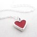 Heart necklace - red concrete and silver - tiny