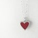 Heart necklace - red concrete and silver - tiny