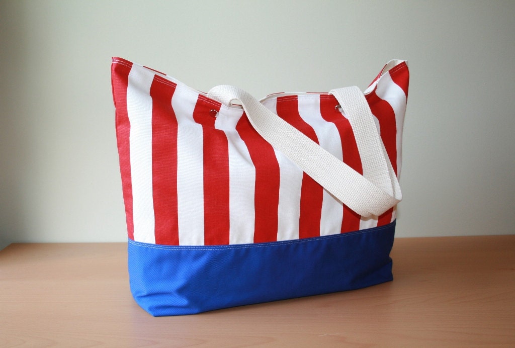XL Beach Bag/Diaper Bag in Sailor-Ready To Ship