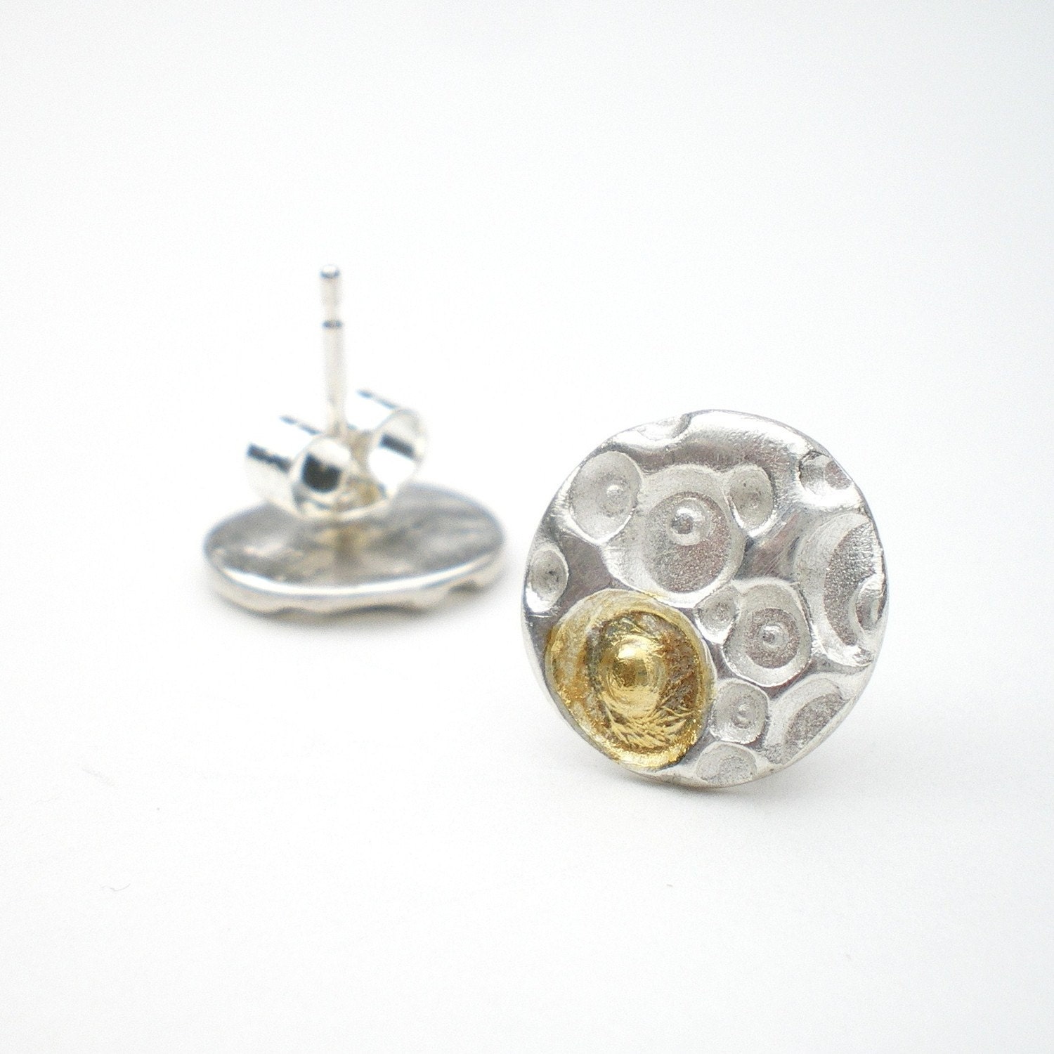 Coral Silver and Gold Post Earrings, Silver Post Earrings, Gold Post Earrings, Silver Wedding Earrings, Bride, Bridesmaid