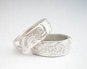 Silver Ring with Paisley Texture, Silver Band Ring, Slim Band Ring, Abstract Silver Ring, Wedding Ring