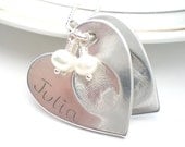 Silver Fingerprint Jewelry, Silver Heart Pendant , Personalized, Customized, Baby Fingerprint Jewelry, Thumbprint Jewelry