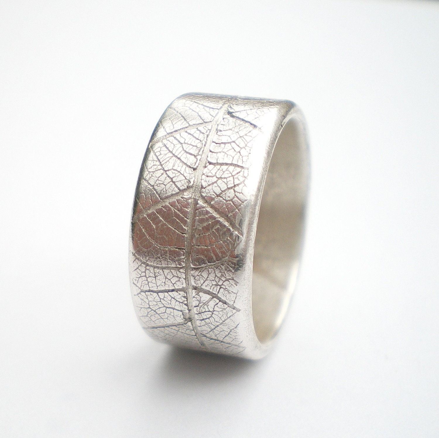 Silver Leaf Wide Ring, Silver Wedding Ring, Silver Leaf Ring, Wide Band Ring, Chunky Silver Ring, Bridegroom Ring