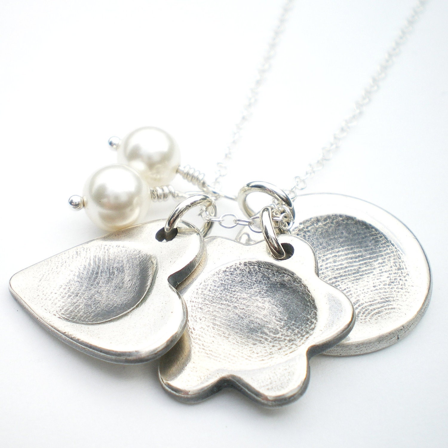 Silver Fingerprint Necklace, Fingerprint Charm Necklace, Silver Fingerprint Jewelry, Thumbprint Necklace, Mother  Personalized Necklace
