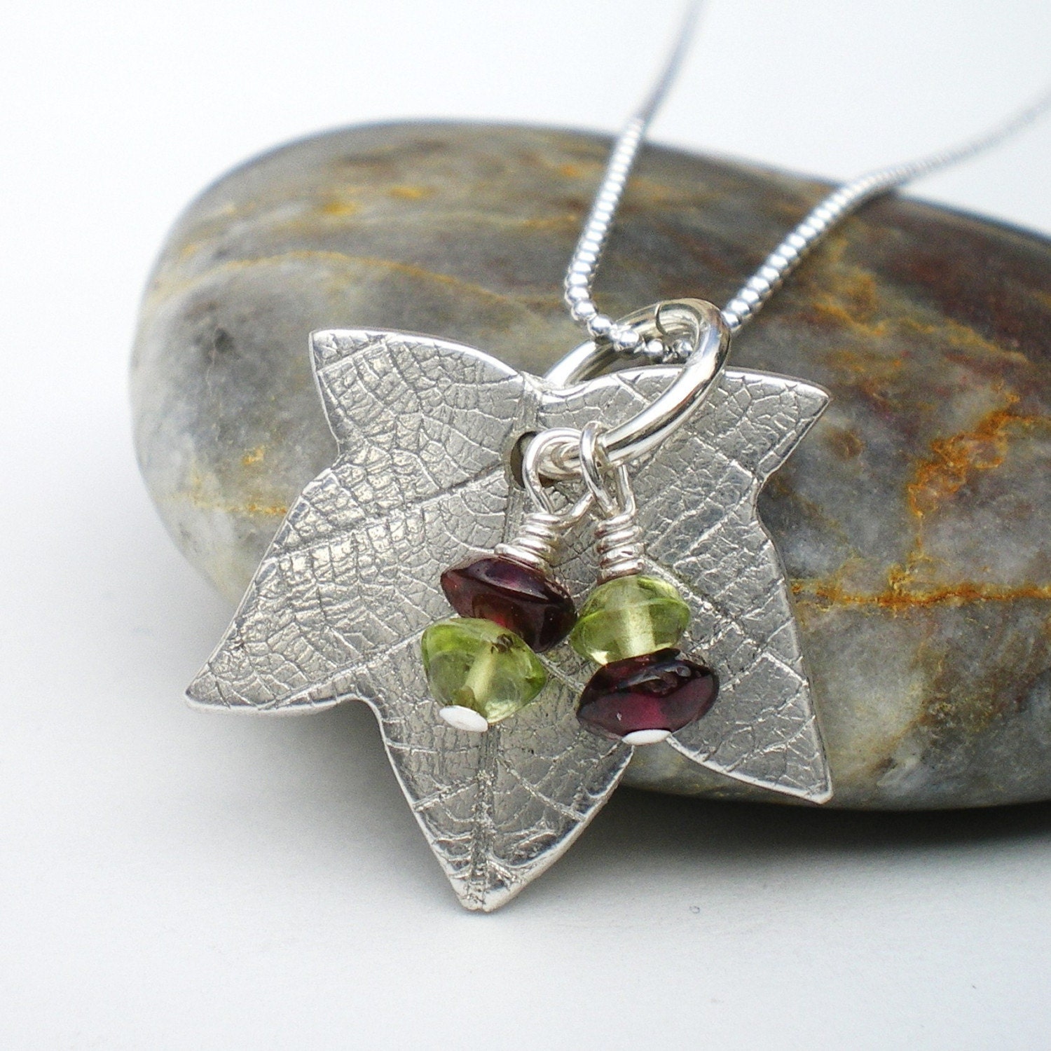 Maple Leaf Silver Pendant with Berries, Silver Maple Leaf Pendant, Silver Leaf Pendant